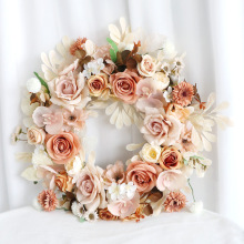 2023新款仿真玫瑰花环户外婚礼场景布置庭院门饰墙壁挂饰跨境外销