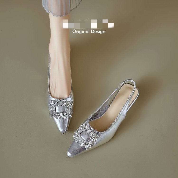 Tacones gruesos de diamante de punta francesa con falda de sandalias de temperamento para mujeres 2026 nuevos zapatos de verano de belleza