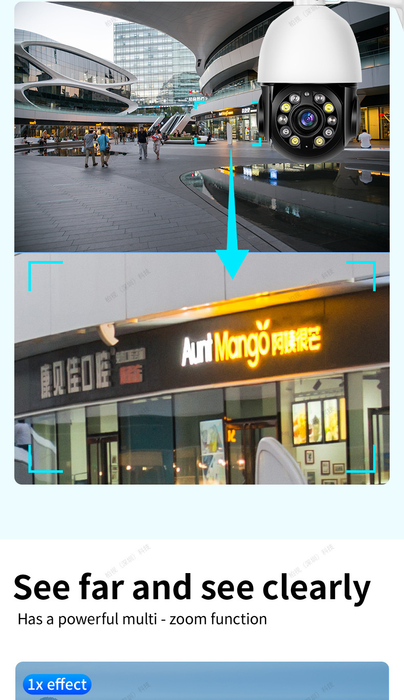 跨境户外360度光学变焦IP云台闭路电视摄像头户外高清双光夜视POE