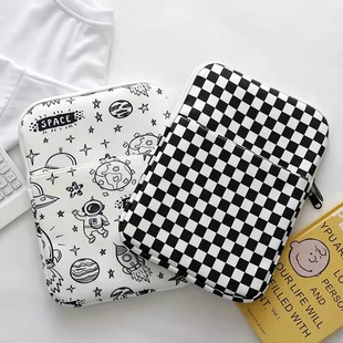 Korean Mazzzzy checkerboard storage hand file bag laptop bag tablet 11iPad liner bag