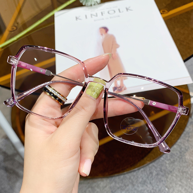 Big Box TR90 Blue light Glasses lady 2021 Europe and America fashion Box Plain glasses myopia Eyeglass frame Manufactor wholesale