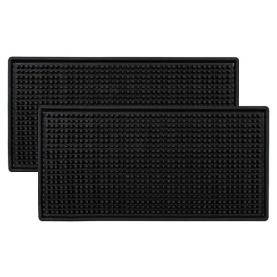Rectangular Pvc Coaster Thickeneded Rubber Mat Waterproof Insulated Bar Mat Black Kitchen Drain Mat
