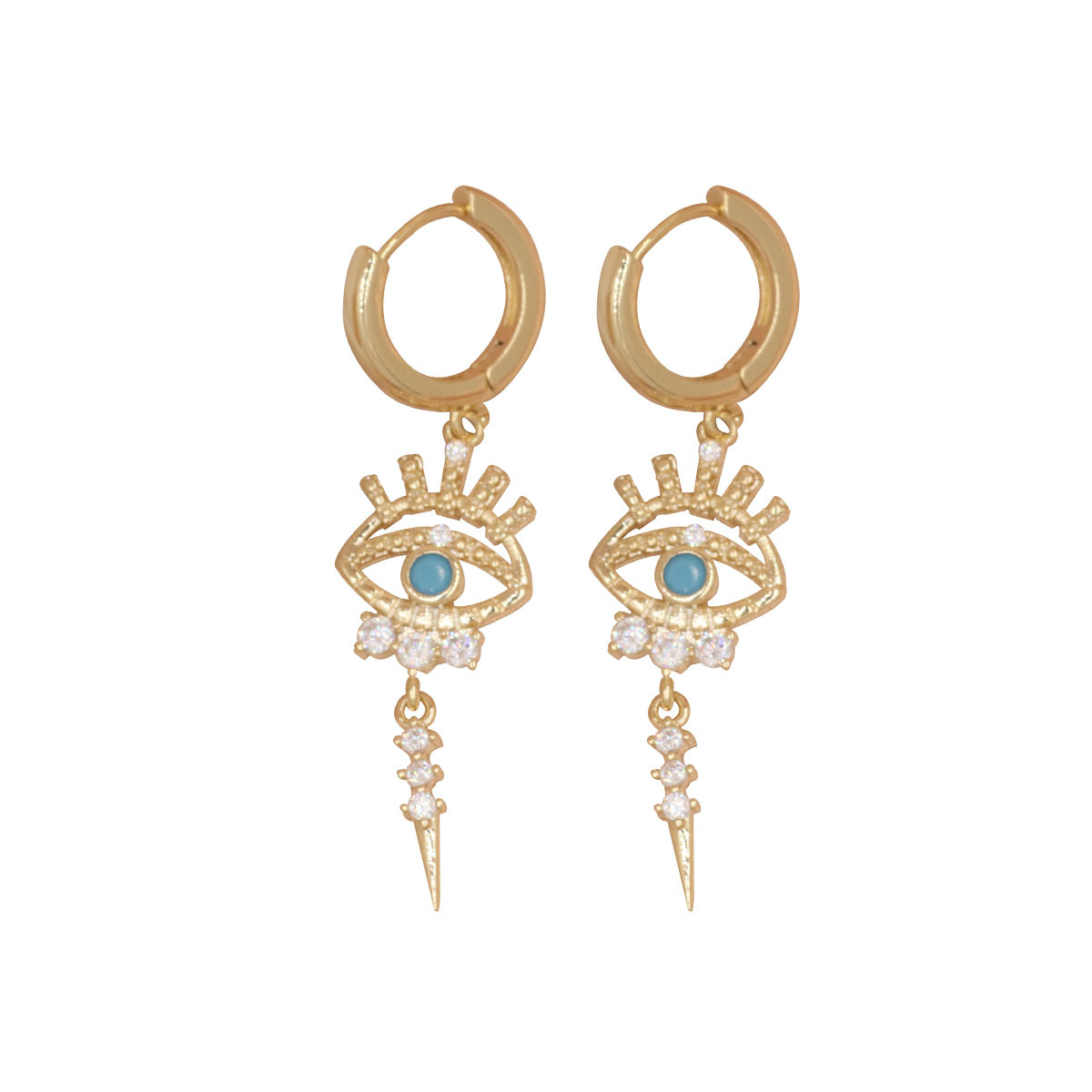 Copper Eye-shaped Hoop Earrings With Zircon For Women Jewellery_voghion.com