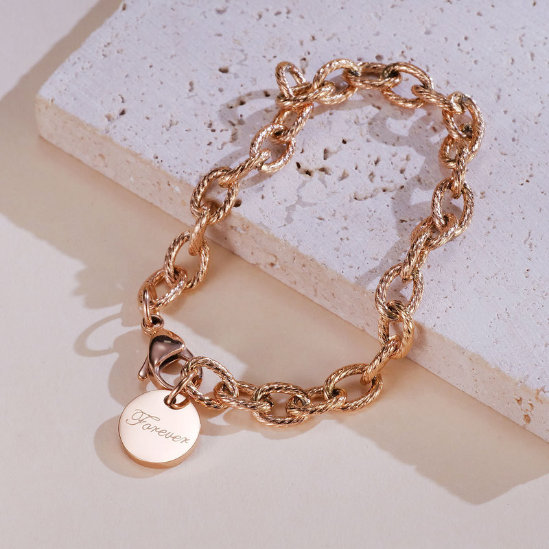 Europe and the United States new fashion personality titanium steel plating 18K gold bracelet thick twist round brand FOREVER bracelet women