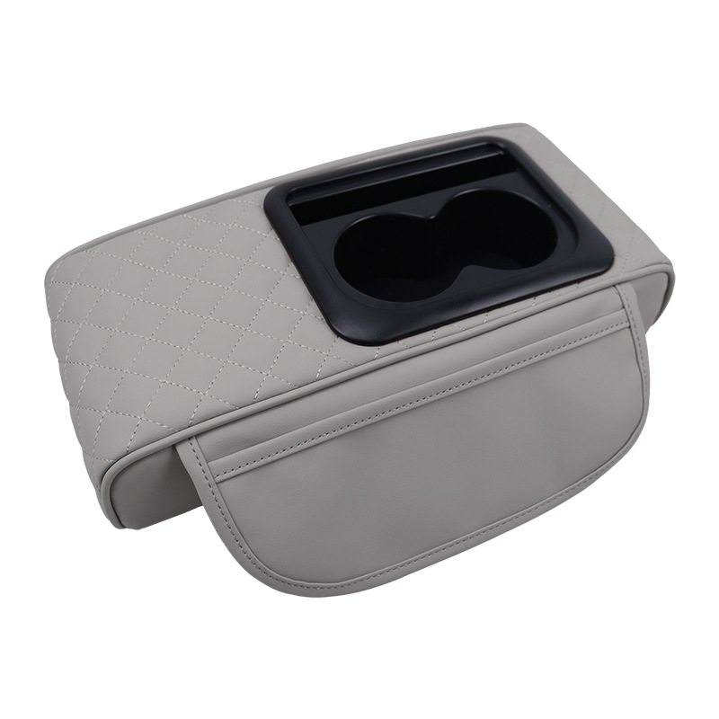 Box Heightening – Universal Armrest box pad - gt-8-embroidered-2-grey