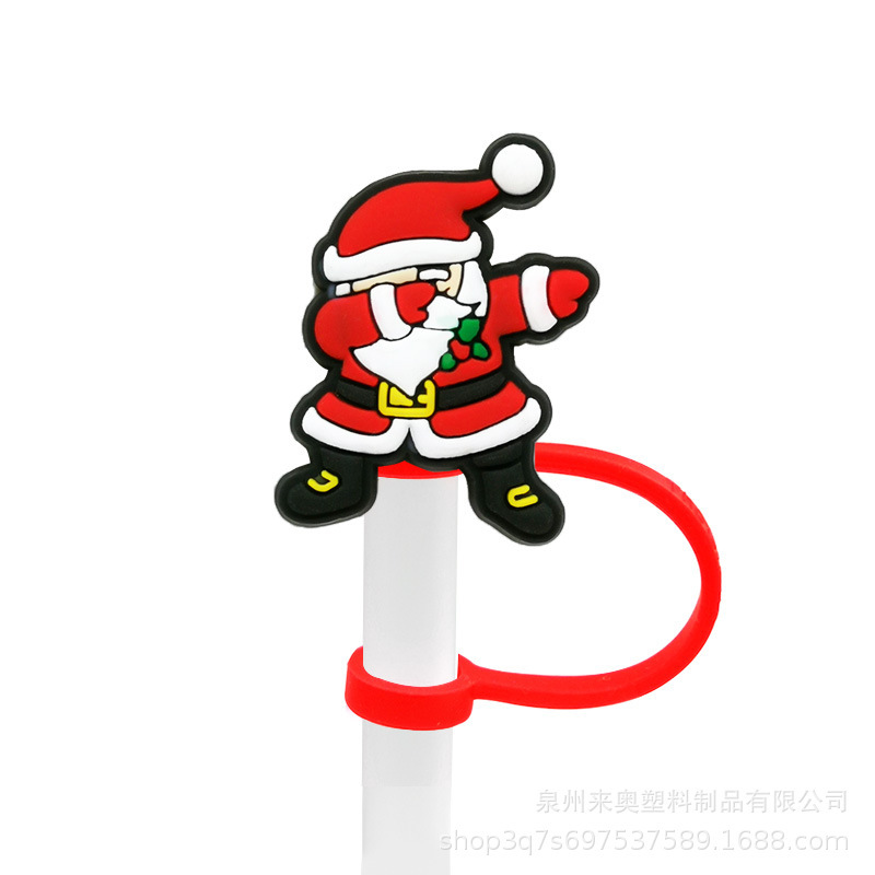 クロスボーダーカートゥーンクリスマスシリコンストローハット防塵キャップ既製品アニメミルクティーカップ防塵カバーストローカバー10mm|undefined