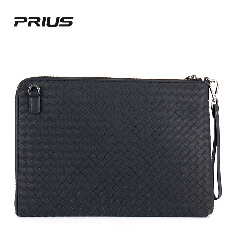 Новый мужской клатч Prius, кожаный тканый мужской большой размер папка для iPad, сумка для файлов A4