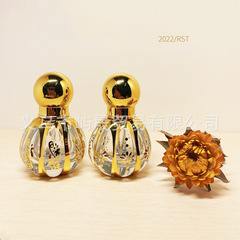 中東香水分裝瓶鐳射金色鍍膜分離瓶螺旋密封滾珠精油瓶廠家批發