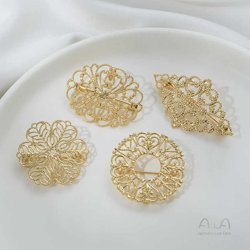 Ala color retention 14K copper bag real gold flower brooch accessories diy handmade corsage handmade jewelry materials