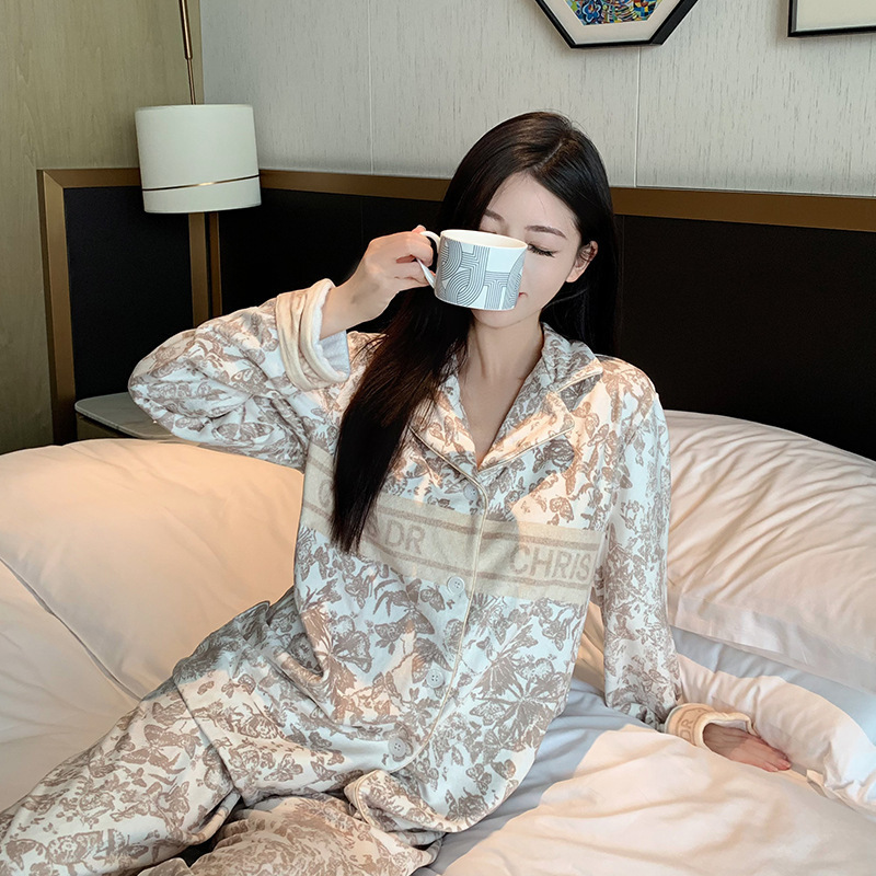 【金色蝴蝶】海岛绒睡衣女冬季新款加厚保暖套装春秋高级感家居服|undefined