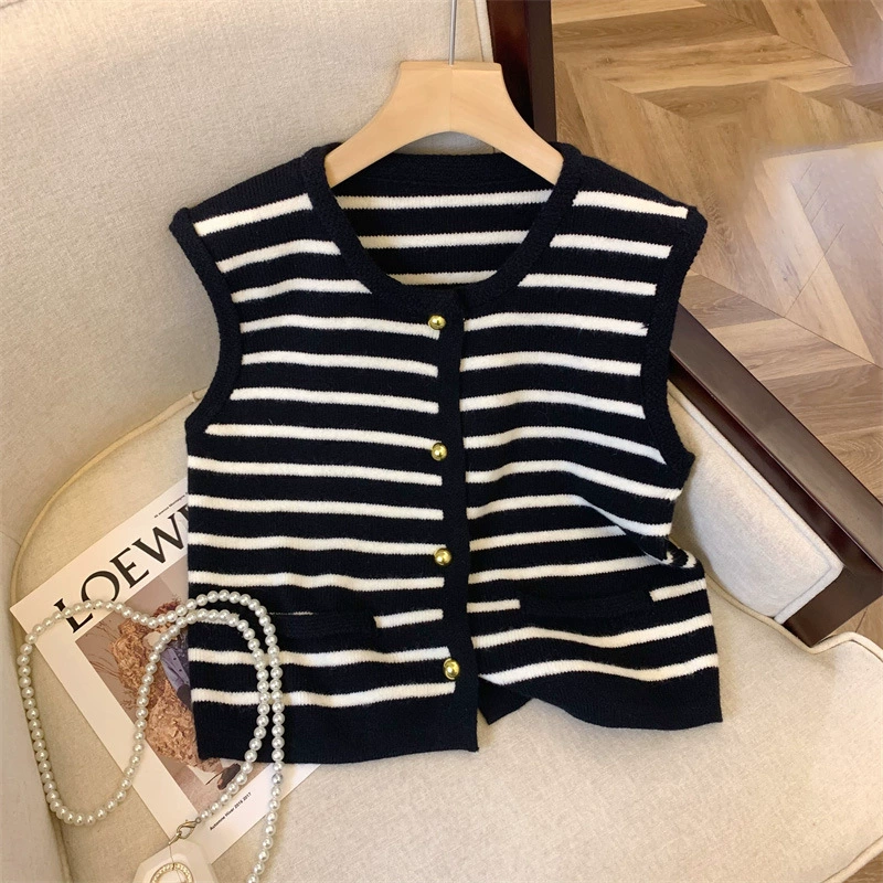 Женский трикотажный жилет без рукавов, бестселлер Amazon для трансграничной торговли, весенне-осенний кардиган, верхняя одежда, короткий жилет