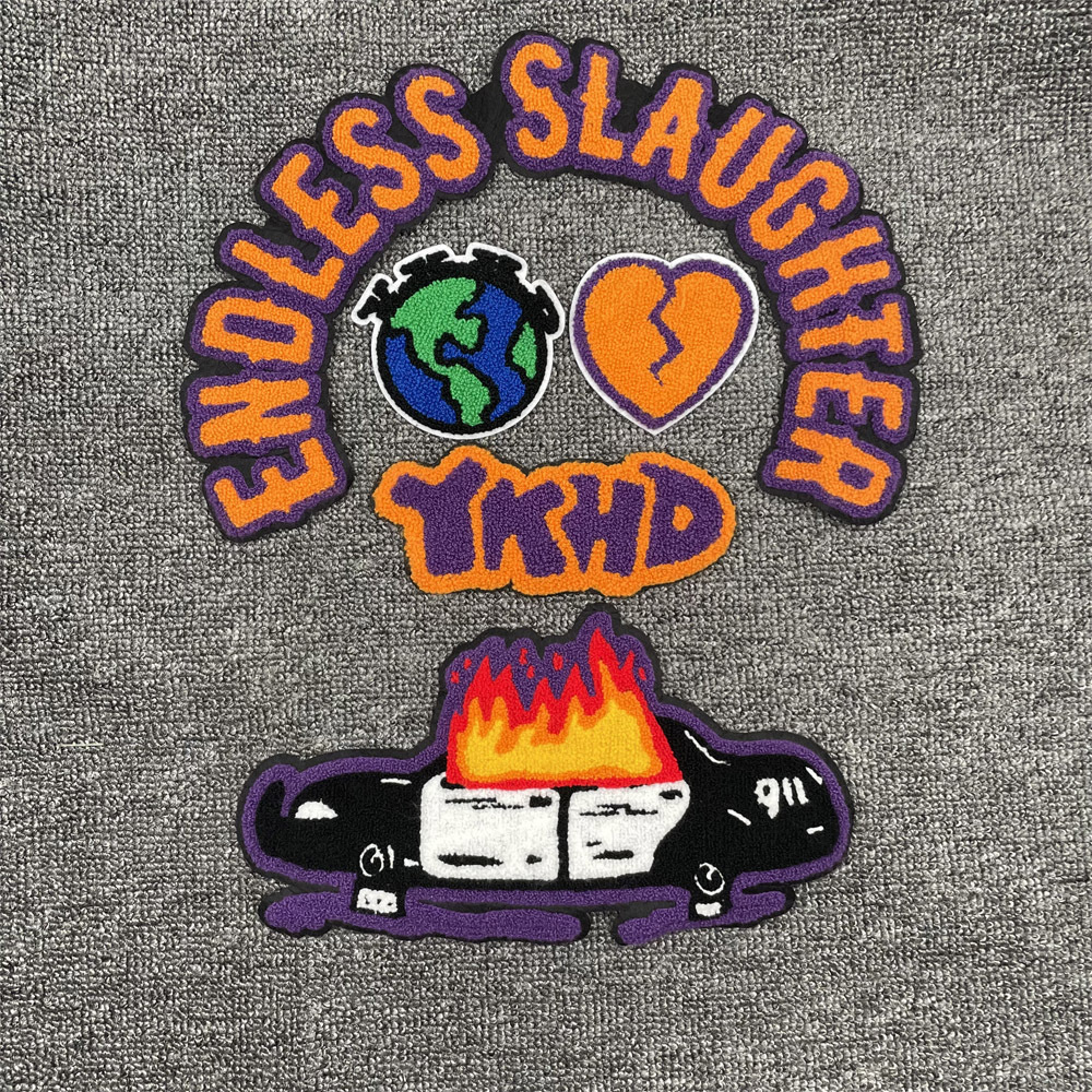 潮牌棒球服刺绣章仔火焰跑车毛巾绣电脑绣花布贴服装辅料DIY配饰