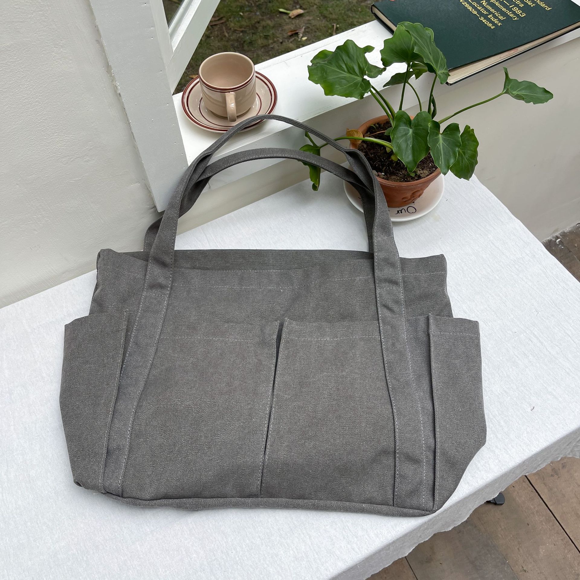 Estilo coreano casual color sólido Internet celebridad moda bolsa de tela simple moda de gran capacidad todo fósforo de las mujeres solo hombro bolsa de lona