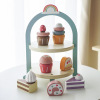 Family realistic royal afternoon tea for early age, double-layer dessert kitchen, interactive toy, for children and parents