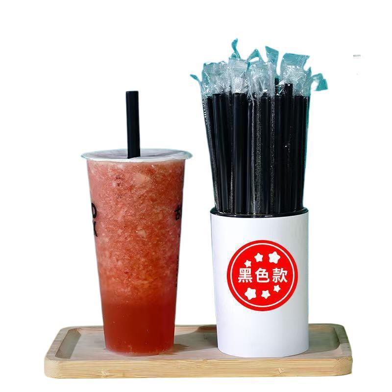 Paja desechable de gran calibre té de leche de perla punta bebida de jugo de fruta plástico embalaje independiente paja gruesa