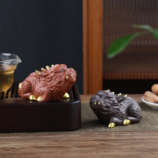Lucky Pixiu Purple Clay Tea Pet, Premium Handmade Tea Play Tea Table Tea Tray Pet Decoration Ornament Tea Set Accessories