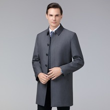 大品牌冬季男装夹克大衣商务休闲白鸭绒内胆翻领行政职业茄克外套