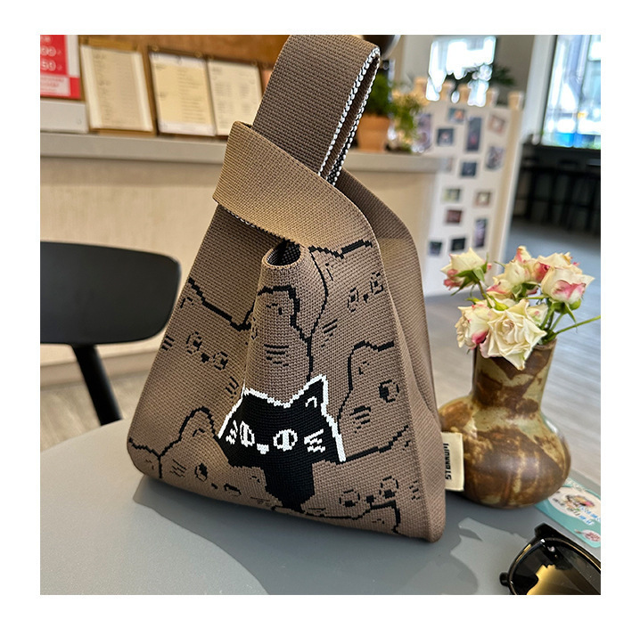 Nuevo bolso de punto para teléfono para mujer, bolso tejido suave en colores dopamina, bolso de mano con forma de corazón en estilo coreano con bloques de color.