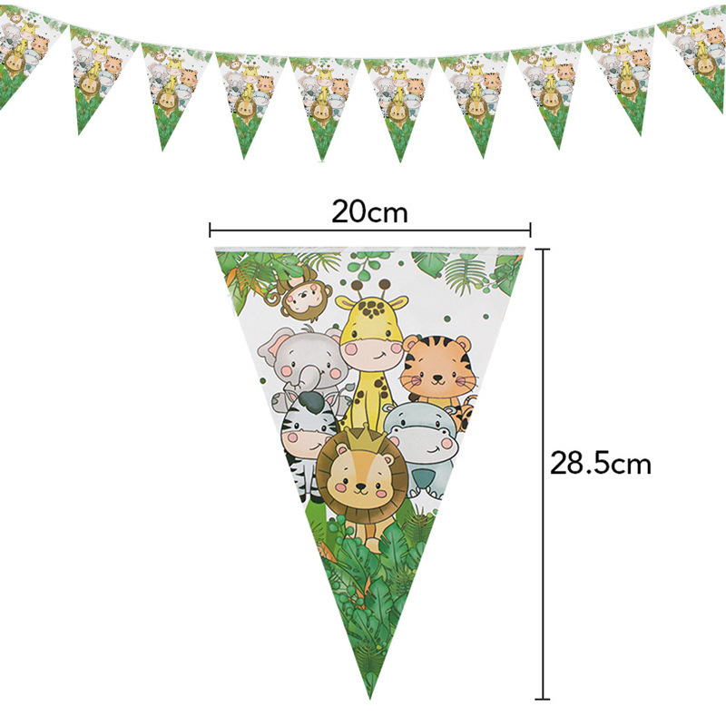 Segunda generación Forest Zoo fiesta de cumpleaños infantil suministros vajilla desechable taza de papel Placa de papel banner diseño traje