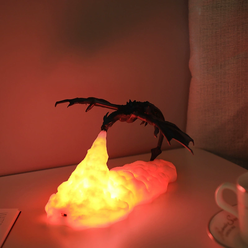 3D LED ночник с драконом, печать PLA, перезаряжаемый 1000 мАч, 8–10 ч, USB заряд