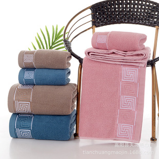 Gaoyang towel factory wholesale pure cotton gift extra thick large bath towel three-piece set embroidered logo