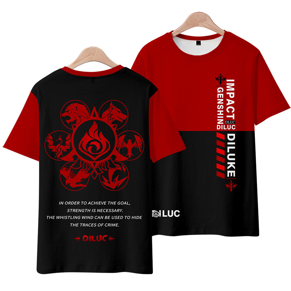 原神动漫T恤二次元游戏周边可莉 cos印象短袖体恤男女印制衣服男