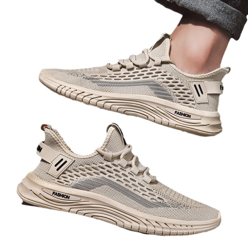 Zapatos de hombre de coco 2025 nuevo estilo de verano transpirable de malla fina tejida voladora realce zapatos de malla deportiva zapatos de moda casuales hombres