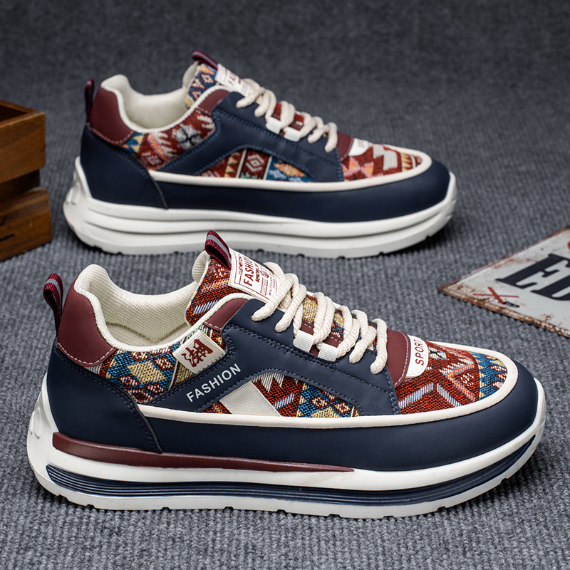 Summer breathable trend universal sneakers, Collection Year 2025, with embroidery, height increasing
