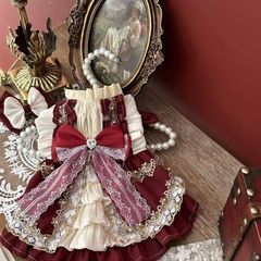 犬猫ロリータ服プリンセス風スカートレース四季通用テディワンピースかわいい