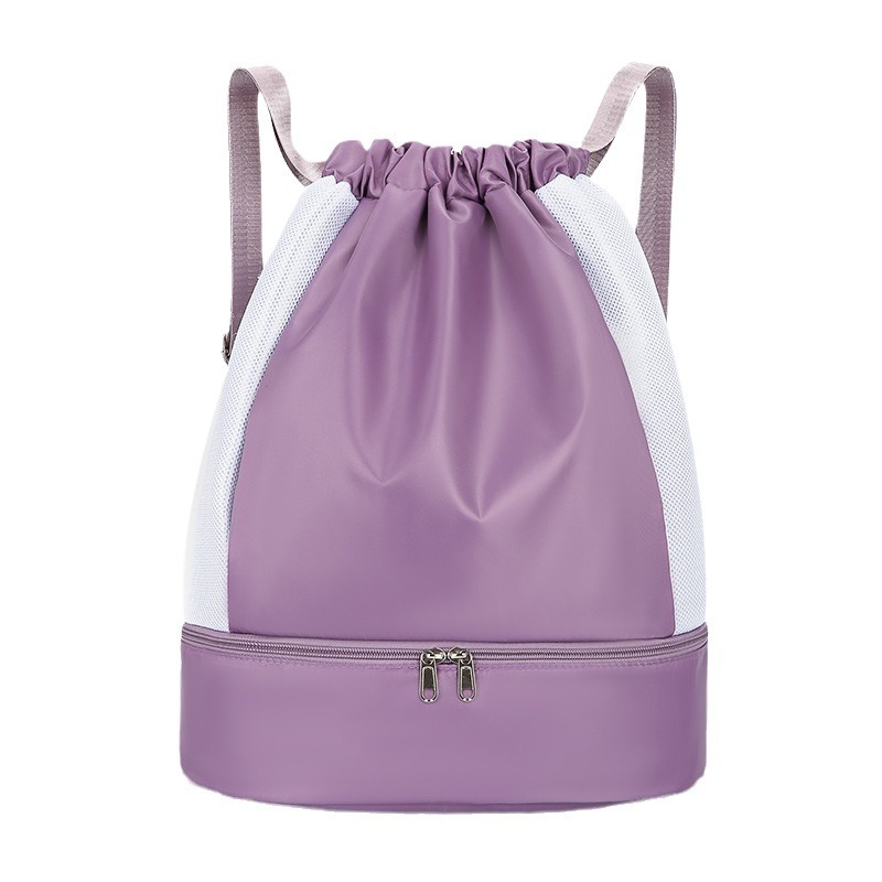 Mochila con cordón, bolsa de viaje para fitness de gran capacidad, separación de ropa seca y húmeda, bolso informal de tela Oxford, mochila para pantalones con bolsillo con solapa y cordón de corta distancia