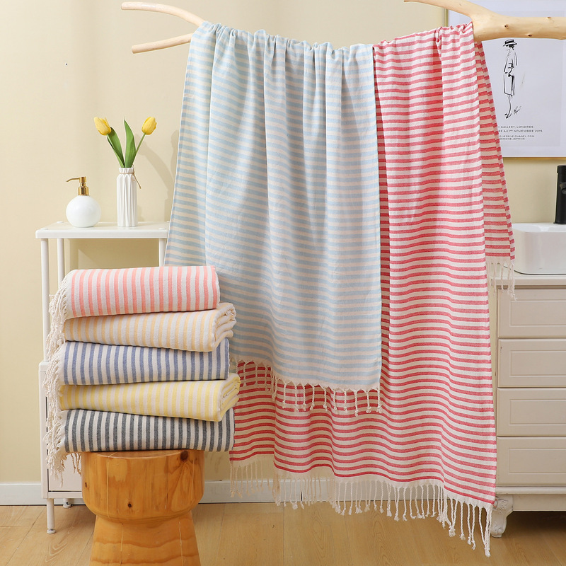 Cross-Border European and American Turkish Tassel Beach Towel Large Size 100*180 Thickeneded Adult Seaside Sun Protection Large Shawl Cross-Border European and American Turkish Tassel Beach Towel Large Size 100*180 Thickeneded Adult Seaside Sun Protection Large Shawl