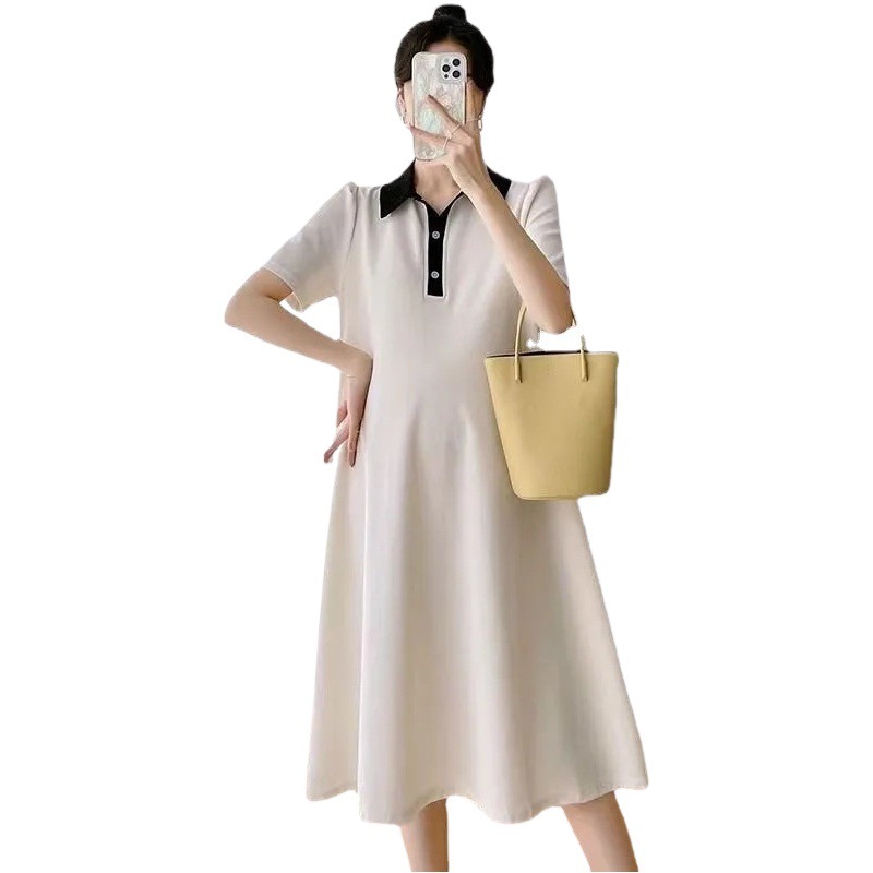 Pregnant Women dress Summer Dress Short Sleeve Polo Skirt Lapel Maternity Dress Summer Short Sleeve Maternity Dress Children's Summer Clothes