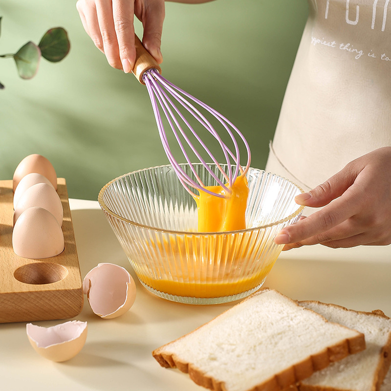 Colorful Silicone Egg Beater With Wooden Handle For Kitchen_voghion.com