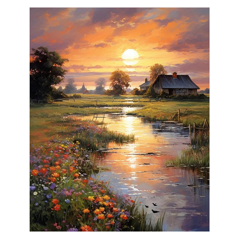 Cross-Border Export Digital Oil Painting DIY Hand-Painted Painting Living Room Bedroom Landscape Decorative Painting Digital Oil Painting