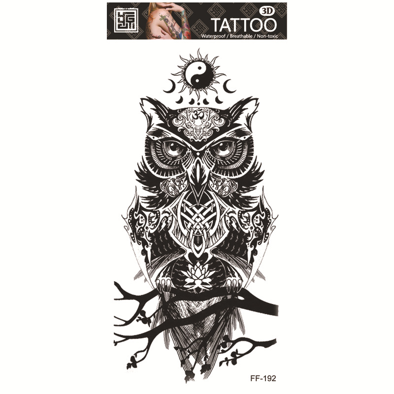 Yuanhua fábrica de pegatinas de tatuaje a prueba de agua en stock al por mayor cabeza de Lobo tótem texto árabe tatuaje pegatinas suministro transfronterizo