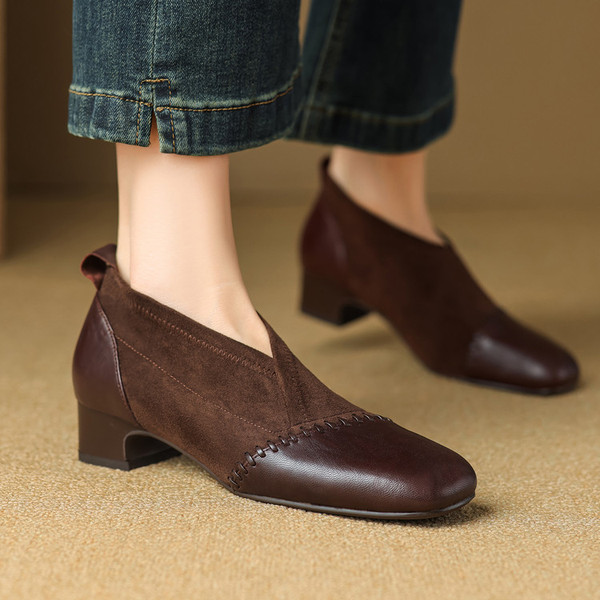 Universal fashionable retro winter low boots square toe