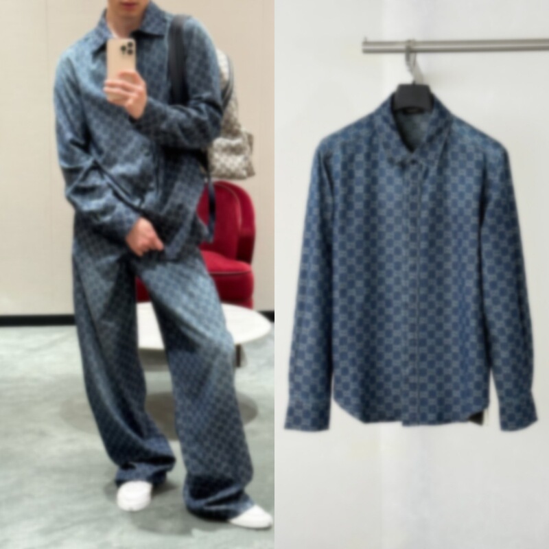 Top-quality 26SS trendy brand new G-brand full-print jacquard long-sleeve denim shirt, same style worn by male and female celebrities Top-quality 26SS trendy brand new G-brand full-print jacquard long-sleeve denim shirt, same style worn by male and female celebrities