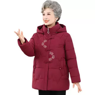 60岁妈妈冬装棉袄加绒加厚老人冬季棉服女老太太外套保暖奶奶棉衣