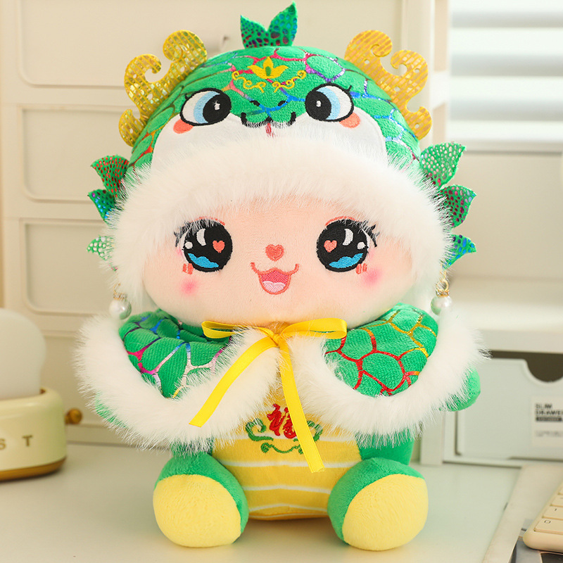 뱀 마스코트 2025 신제품 황금 뱀 축복받은 봉제 장난감 사자 댄스 인형 기업 선물 인형의 해