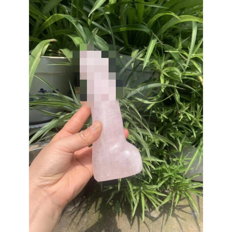 天然粉晶雕刻原石打磨水晶按摩棒 图 4