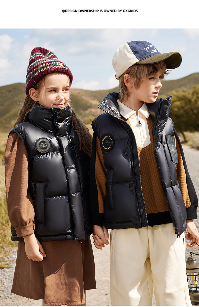 ​​Kids' Lightweight Down Vest – 90% White Duck Fill Puffer Sleeveless Jacket, Breathable & Warm, Unisex Layering Piece For School & Outdoor (Black)​​_voghion.com