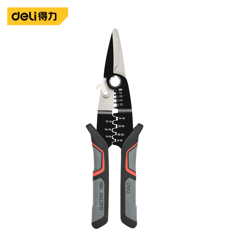 得力工具DL383012直嘴电工剪8寸直嘴电工剪不锈钢工业剪线槽剪电