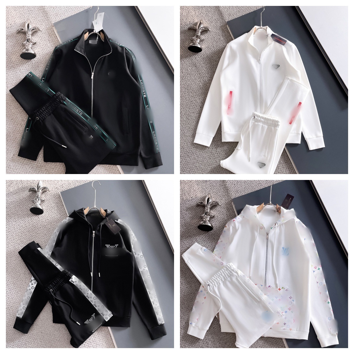 Cross-border Pujia Version 25 Autumn/Winter New Series Casual Versatile Long-Sleeved Men's and Women's P Sweatshirt and Sweatpants Set