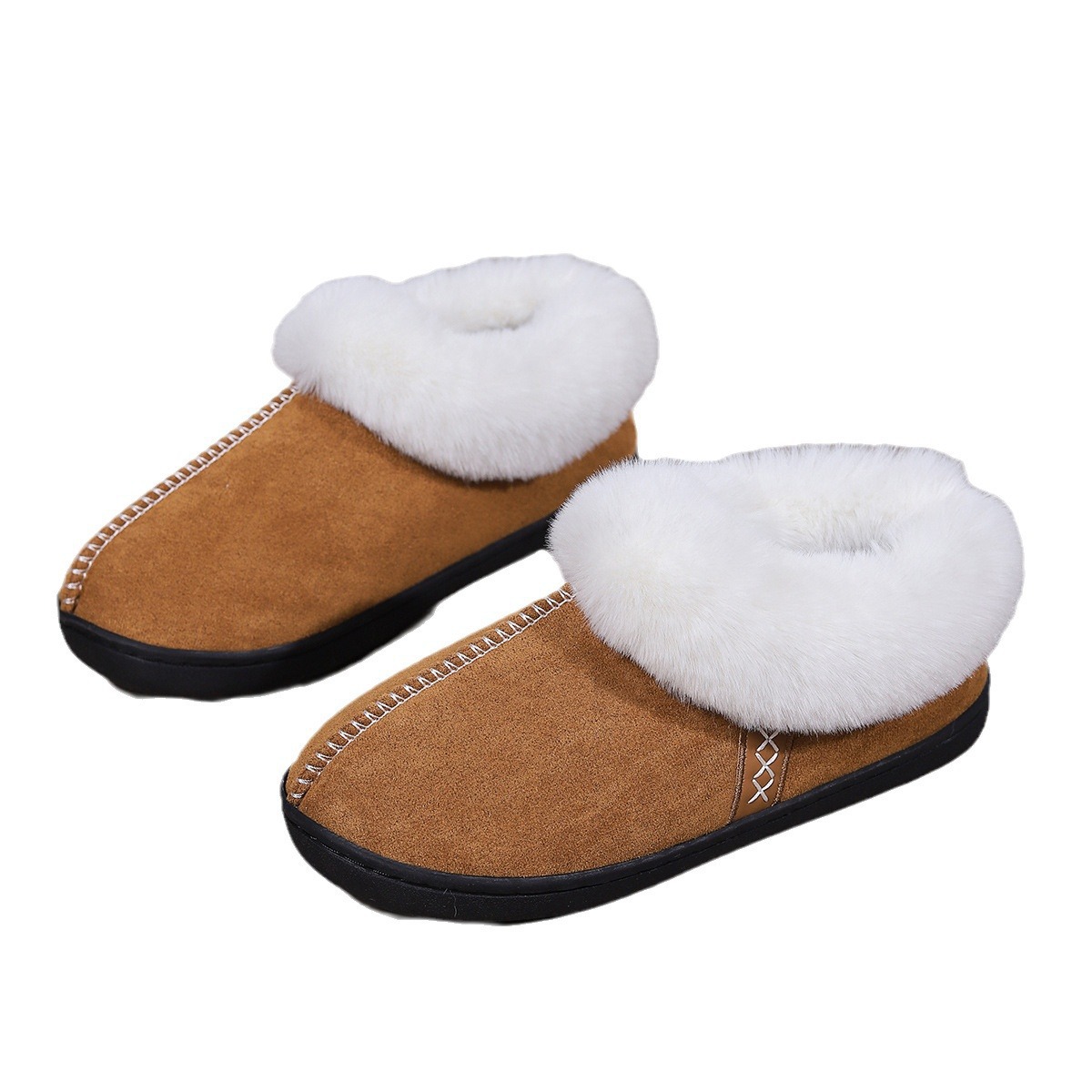 Home cotton slippers female Baotou cotton drag indoor household non-slip neutral slippers_voghion.com
