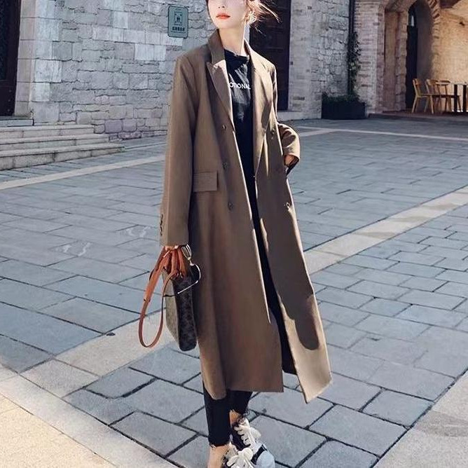 高级感长款西装风衣外套女春秋新款韩版西服上衣英伦风休闲大衣|undefined