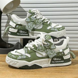 Men's Shoes 2024 Spring New Sports Casual Sneakers Mesh Fashionable All-match Comfortable Shoes Comfortable Men's Thick Sole