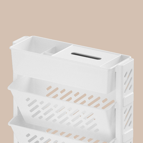 Mobile storage bookshelf, baby picture book stand, magazine rack, stationery paper towel multi-layer floor desk side bookshelf