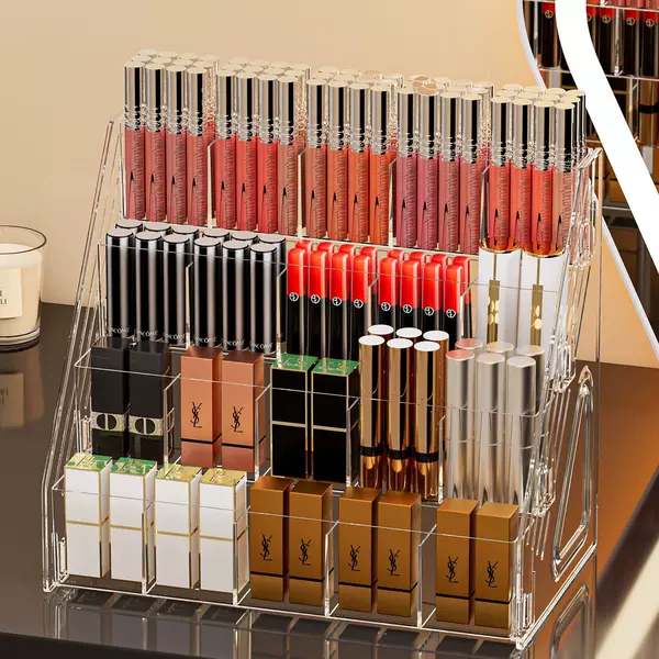 Lipstick Lip Glaze Vertical Storage Rack Acrylic Display Rack Stepped Cosmetics Storage Rack Makeup Table Storage Box