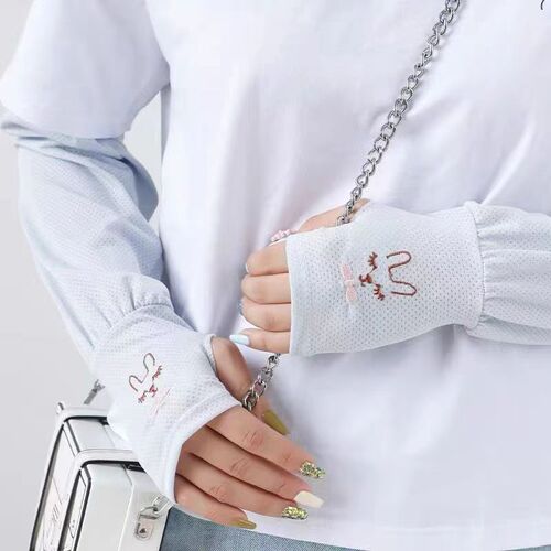 Sun protection sleeves for women, summer loose UV protection arm sleeves for outdoor cycling, men's driving ice silk sporty cute ice sleeves