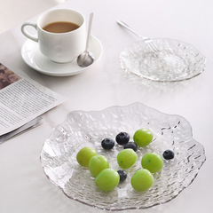 Ins Glacial Pattern High-End Serving Plate Fruit Plate Household Wholesale Light Luxury Bone Digging Plate Flat Plate Tableware Vegetable Plate